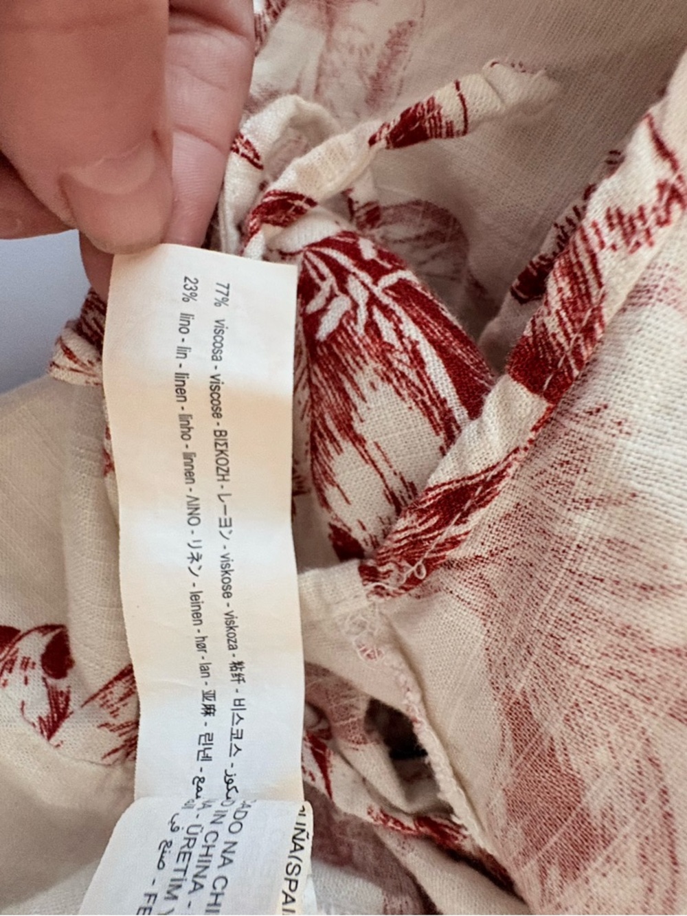 Zara Floral Wrap Blouse XS Linen Blend Tie Front Romantic Cottagecore - Picture 7 of 9